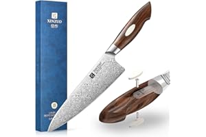 XINZUO 8.3 Inch,110 Layers Damascus Steel Chef Knife Cleaver, Professional Hand Forged Kitchen Cooking Knife,Full Tang,Sharp 