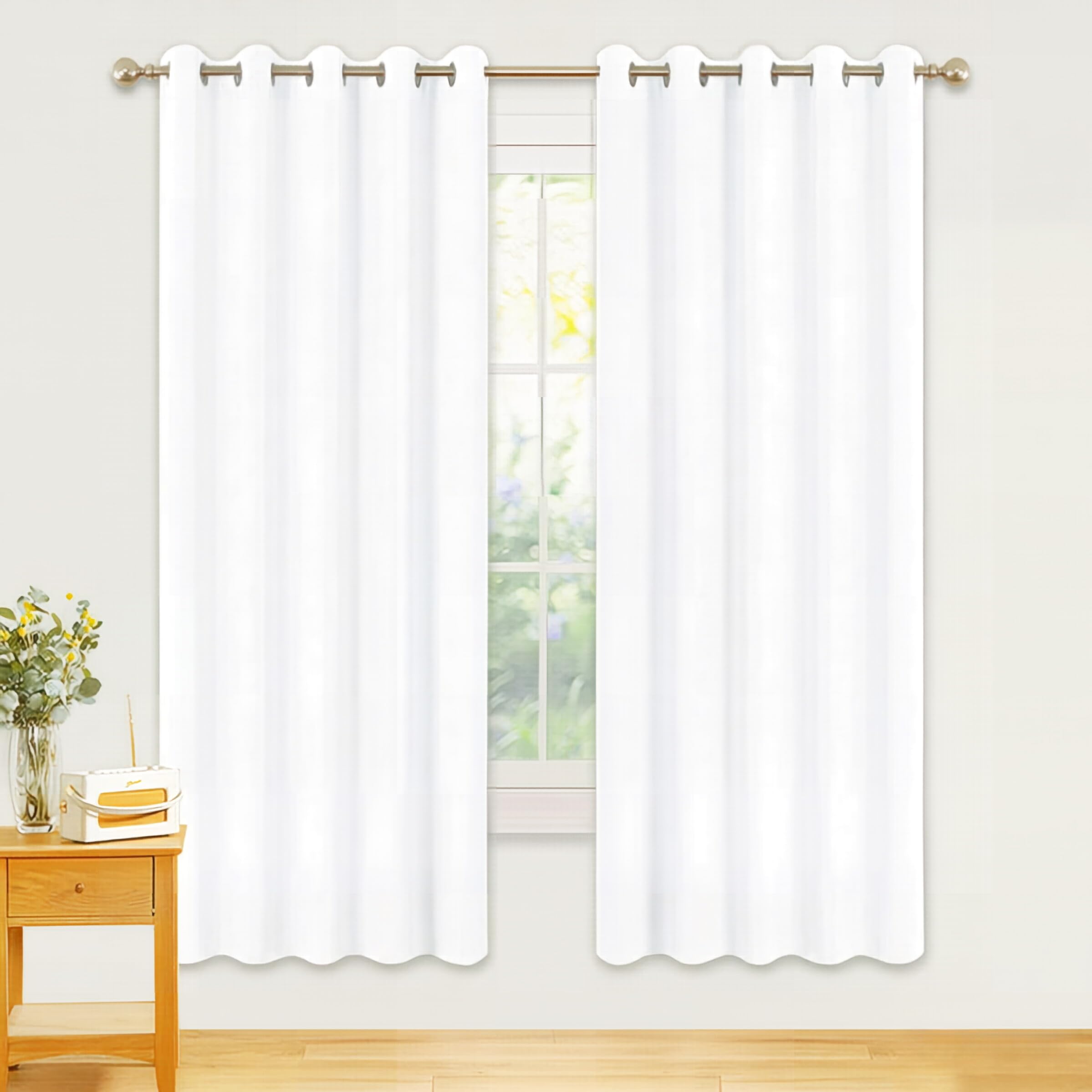 PONY DANCE White Thermal Insulated Curtains - Extra Wide Eyelet Energy Saving Curtains for Bedroom Living Room Soft Luxury Privacy Protection Drapes, 66 x 72 Inch, 2 Panels, Pure White — image 1