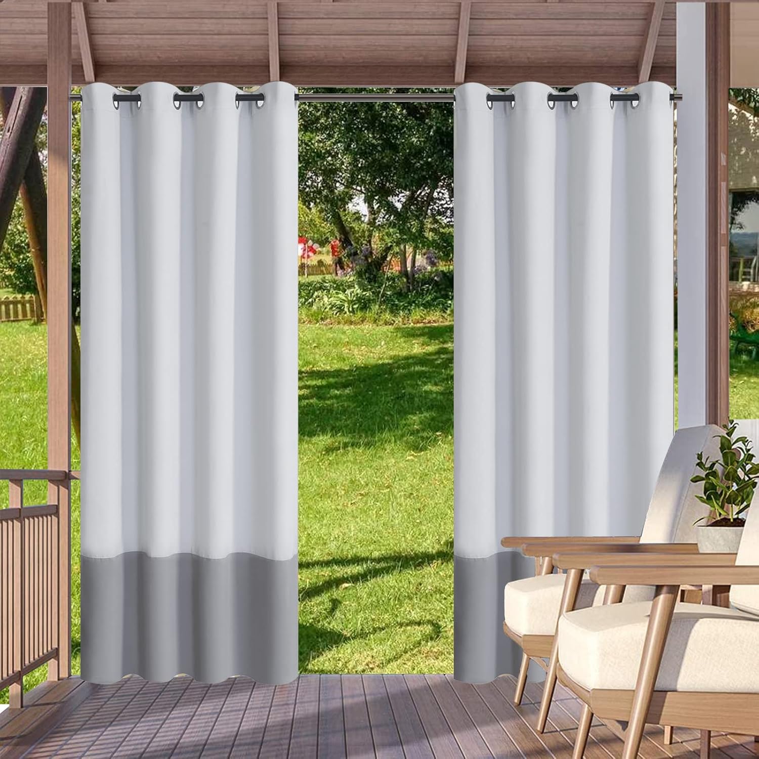 Outdoor Curtains - TOPCHANCES Outdoor Curtains with Grommets,Gradient Color Curtains Light Blocking Curtain Thermal Insulated Blackout Outdoor Drape Ombre Window Curtains for Living Room(2 Panels,52x84 Inch)