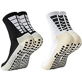 Sumrising Sok Men's Grip Soccer Socks Anti Slip Athletic Socks Non Slip Grippy Football Basketball Sock with Grip Pads