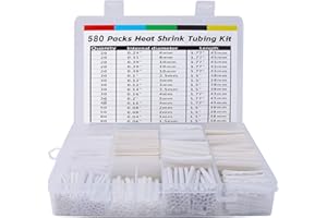 ASHINER 580PCS Durable Heat Shrink Tubing Kit - Ideal for Electric Insulation and Repairs with Convenient Storage Case, White