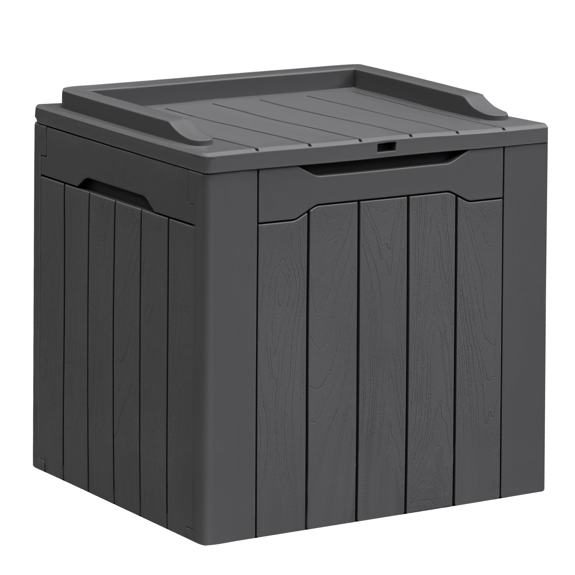 Greesum 31 Gallon Resin Deck Box All Weather Outdoor Storage Boxes for Patio Furniture Set,Outdoor Toys,Garden Tools,Gray Image