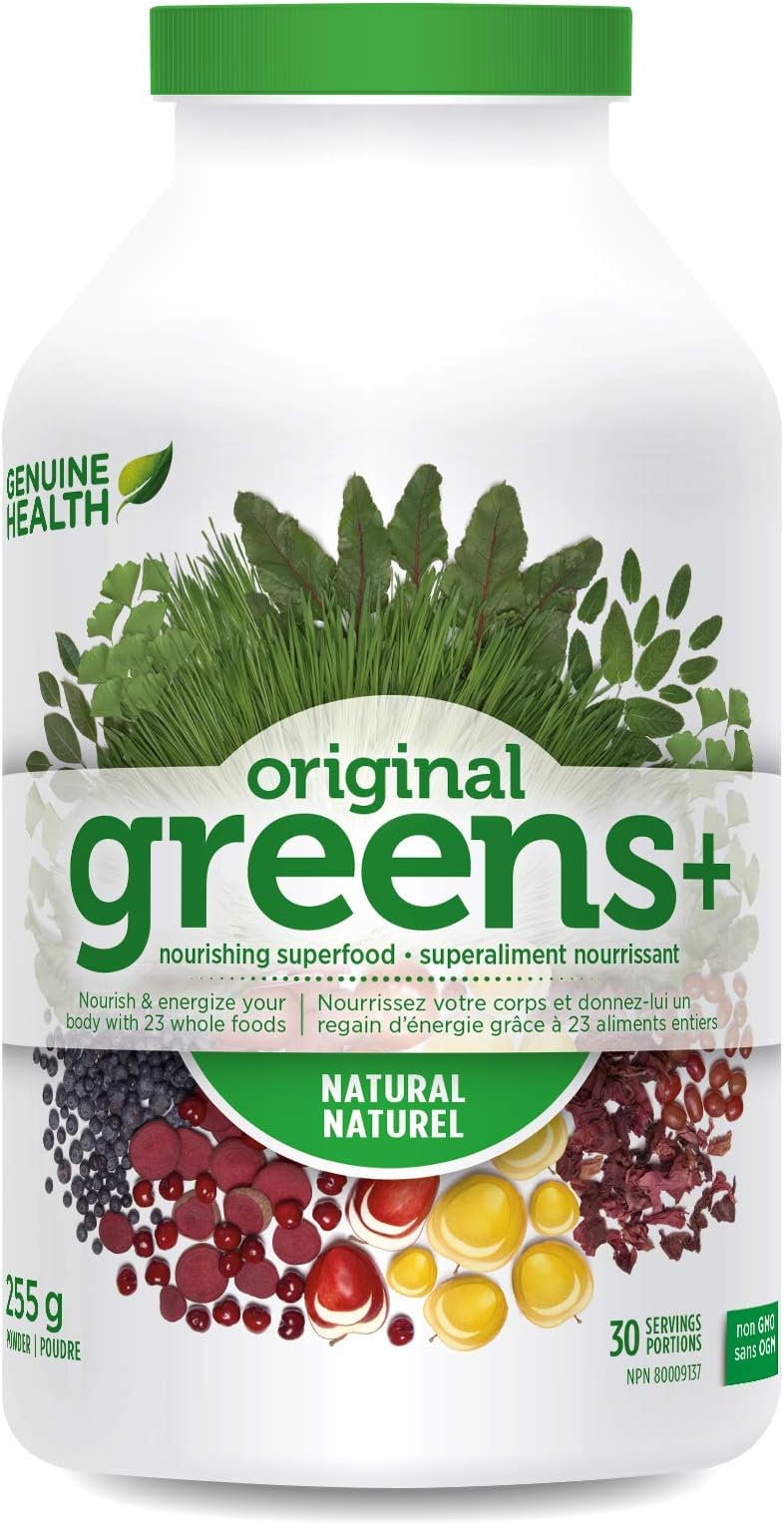 Genuine Health Greens+ Original, Green Superfood Powder, Non Gmo 255 Gram Natural
