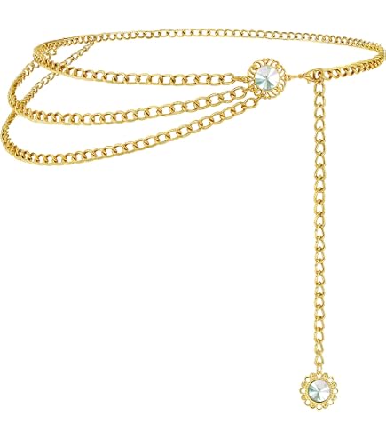 Glamorstar Chain Belts for Women Dress Multilayer Metal Waist Belt
