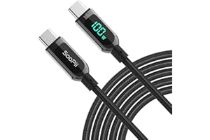 SOOPII 100W 4ft USB C to USB C Cable Fast Charge, Nylon Braided Cable with LED Display for lPhone 15/15 Pro/15 Plus/15 Pro Ma