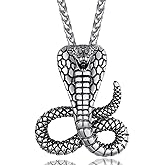 ChainsProMax Retro Cobra/Python Snake Necklace, Statement Serpent Gothic Jewelry, Stainless Steel/Gold Plated/Black-Send Gift Box