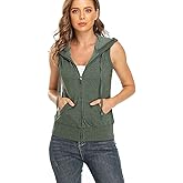 Dilgul Women's Sleeveless Hoodies Zip Up Hooded Vest Casual Sweatshirt with Kanga Pocket