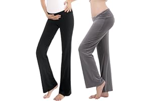 ALINA MAE MATERNITY Women Maternity Pajama Pant Stretchy Comfy Wide Soft Palazzo Elastic Pregnancy Lounge Casual PJs