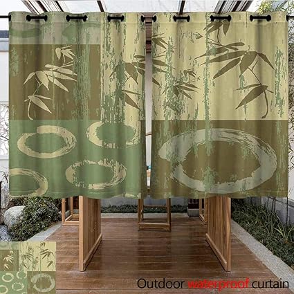 Amazon Com Outdoor Curtain Panel For Patio Bamboo Zen Circle And