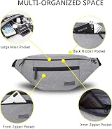 MAXTOP Large Bumbag Waist Fanny Pack with Headphone Jack 4 Pockets Grey view 3