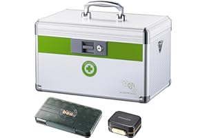 ALOSUTR Medication Lock Box with key, First Aid Key Box with Lock,medicine lock box with key，Lock Box for Medication，Lockable Medicine Storage Box,12 x7.6x 7.8 inches [Medium]