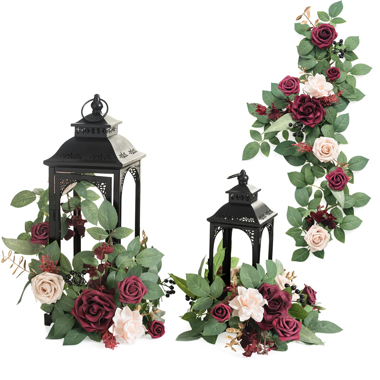 Photo 1 of Ling's moment 6Pack 2ft Artificial Flowers Garland Marsala & Blush Lantern Flower Centerpieces Burgundy Wedding Aisle Decor Chair Flowers Arch Floral for Signs DIY Table Wall Window Cake Decoration
