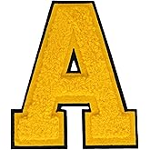 1 PCS 4.2" Yellow Chenille Letter Patches, Iron on Patches for Hats Clothes Bags Backpacks Jeans, Initial Patches Large Varsity Letter. (Letter A)