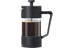 Oggi French Press Coffee Maker (12oz)- Borosilicate Glass, Coffee Press, Single Cup French Press, 3 cup Capacity, Black