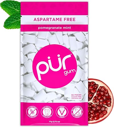 PUR Gum Pomegranate Mint Sugar Free Chewing Gum 55 Pieces Vegan Xylitol