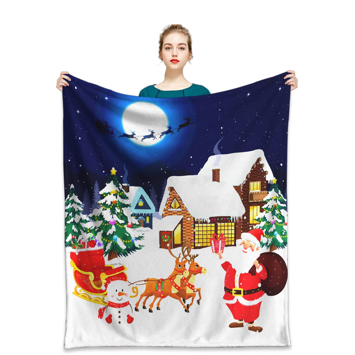 Keivvsh Christmas Throw Blanket for Adults, Fleece Flannel Holiday Blankets and Throws, Cozy Warm Fuzzy Fluffy Soft Throw Blankets for Couch Bed, Gifts for Women Men & Kids 60x80 Inch