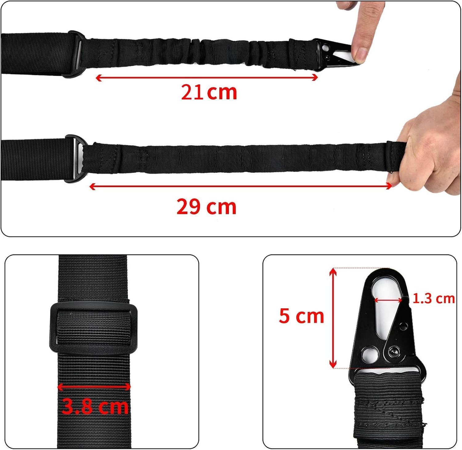 CVLIFE Two Points Sling with Length Adjuster Traditional Sling with Metal Hook for Outdoors Black: Shoes
