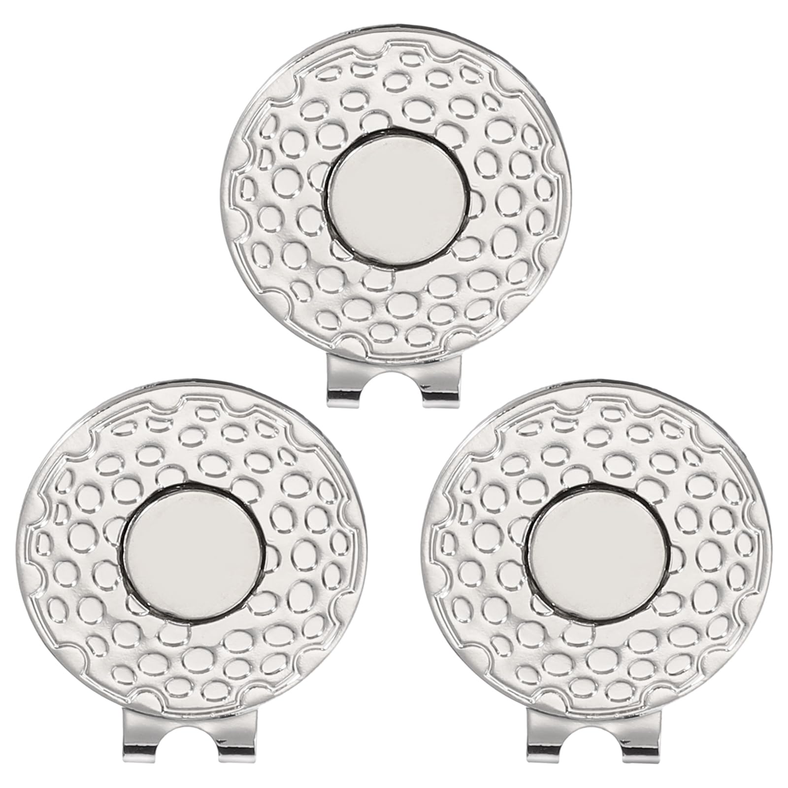 PATIKIL Magnetic Golf Ball Marker Holder, 3 Pack Metal Golf Hat Clips for Women Men Golfer Plants Caps Visor Belt, Bright Nickel