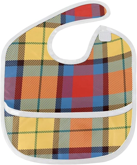 WDDHOME Lätzchen Mädchen Wasserdicht Tartan Nahtloses Muster Trendy