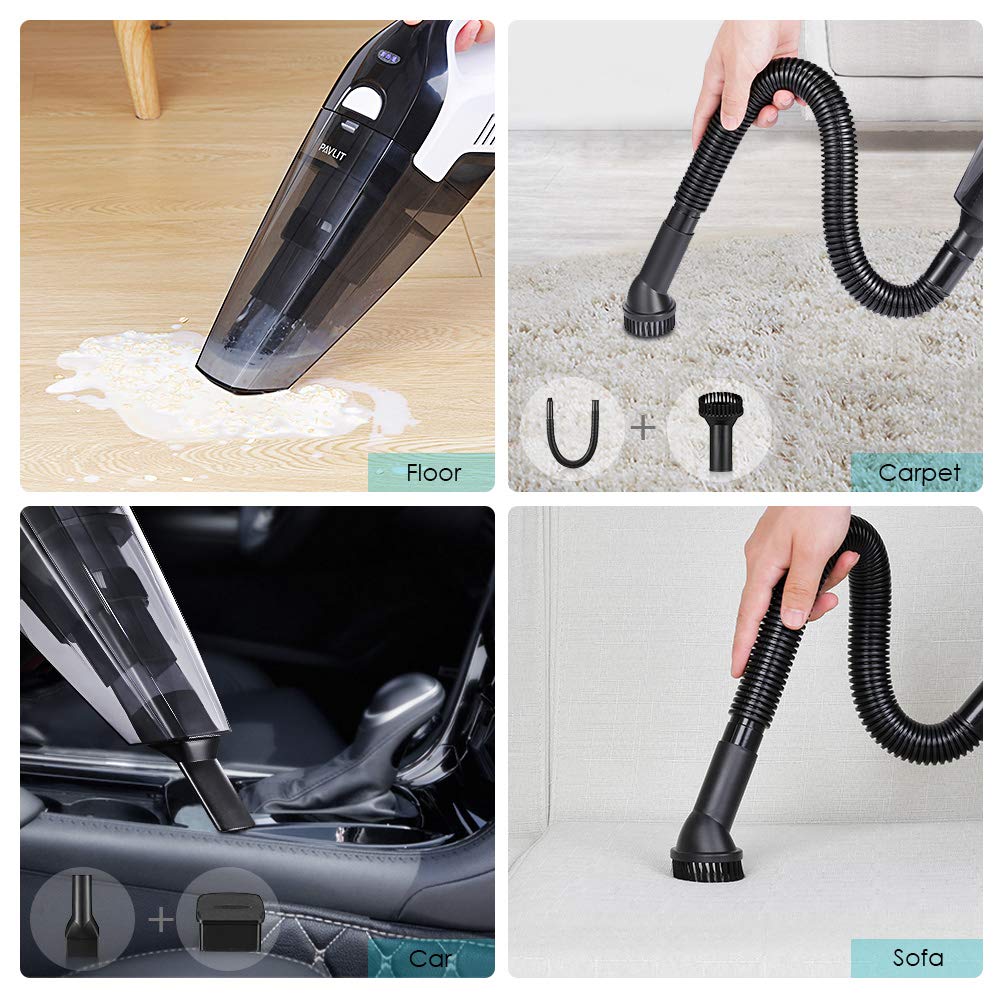 PAVLIT Aspirador de Mano sin Cable 2200mAh Batería de Litio Recargable  Aspira en Húmedo y en Seco 8000PA con Fuerte Succión Portátil Aspirador  Inalámbrico para Hogar Aspiradora de Coche Aspiradoras Industria, empresas
