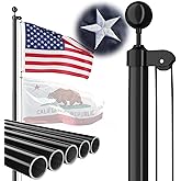 FFILY Heavy Duty 25 FT Flag Pole, Unbending 100MPH Wind Resistance, 12Gauge 95HBW Hard Aerospace Aluminum, In-Ground Flagpole Kit for Outside House