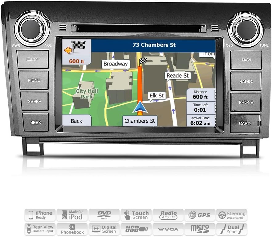 AIMTOM AMN-6016-MB 2007-2013 Toyota Tundra 2008-2014 Sequoia In-dash GPS Navigation Stereo FM AM Radio Bluetooth DVD CD Deck 7" Touch Screen AV Receiver USB SD Multimedia Player w/ iGo Primo Maps