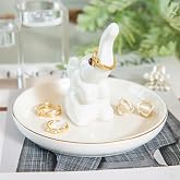 TOPSKINOY Elephant Ring Holder Dish, Ceramic Jewelry Tray Trinket Dish for Necklace Keychain Organizer, Cute Funny Birthday Wedding Mothers Day Gift for Women Friends Girls