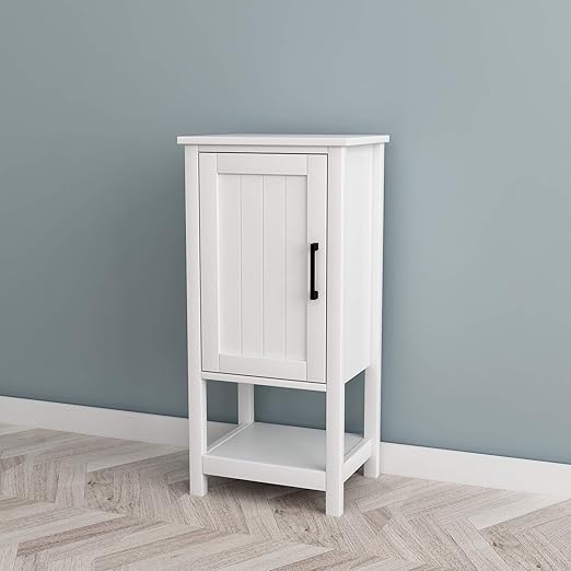 White Finish Nightstand Side End Table Bathroom Cabinet With Door 29 5 H Amazon Ca Home Kitchen