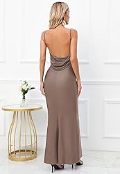 Capuffy Women Drape Neck Formal Maxi Dresses Lace