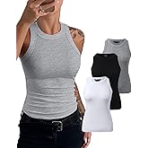 CHICME 3 Piece Womens Tank Tops Sleeveless Basic Cami Shirt Slim Knit Ribbed Racerback Blouses