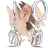 Huggie Hoop Earrings for Girls Hypoallergenic - Sterling Silver Puppy Earrings Cute Animal Pet Dog Drop Dangle Earrings for Women Teens Animal Lover Jewelry Gifts for Christmas