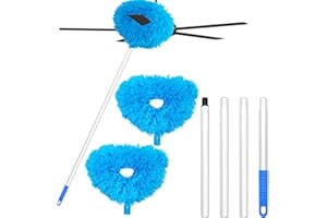 CMAQPW 2 Pack Ceiling Fan Cleaner Duster,Reusable Microfiber High Ceiling Fan Blade Cleaner with Removable Extension Pole 13 to 50 Inch for Cleaning,Bookshelves,Door,Window Top,Furniture