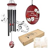 Windchime Cardinal Memorial Wind Chimes –Tuned Sympathy Wind Chime with “Cardinals Appear When Angels are Near” Saying, Red Bird Wind Sail, Outdoor Garden Gift for Loss of Loved One, Mom, Grandma