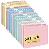 Hanging File Folders, 50 Pack Letter Size Hanging File folders with 1/5-cut Tabs, Stay Organized for Your Home and Office Bulk File, Documents and Paper, Macaron 10 Colors