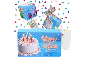 BABORUI Pop Up Birthday Card with Confetti, Happy Birthday Surprise Gift Box Explosion for Money, Cash Birthday Surprise Box for Women/Men/Girls/Boys(Blue)
