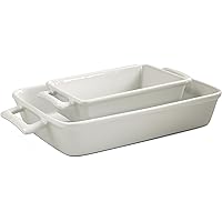 HIC Harold Import Co White Porcelain 2 Piece Lasagna Pan Set