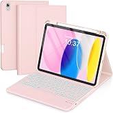 RAYMCRAFT for iPad (A16) 11th/10th Generation Case with Keyboard (Trackpad) | 7 Color Backlit, Multi-Touch Trackpad, Folio Case, Pencil Holder, Detachable Wireless Keyboard for iPad 11th/10th, Pink