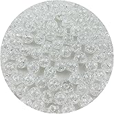 Mulutoo 400pcs 8mm Acrylic Crackle Beads - Round Crystal Acrylic Craft Beads with Hole for Jewelry Making - Transparent White