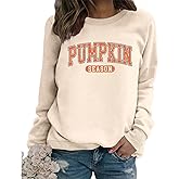 GINESBE Pumpkin Season Sweatshirt Women Fall Crewneck Halloween Shirt Vintage Graphic Long Sleeve Thanksgiving Pullover Top
