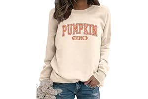 GINESBE Pumpkin Season Sweatshirt Women Fall Crewneck Halloween Shirt Vintage Graphic Long Sleeve Thanksgiving Pullover Top