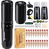 Dragonhawk L2 Pro Wireless Tattoo Machine Kit with 7 Adjustable Stroke | Tattoo Machine Kit for Beginners Complete Set with 7 Adjustable Stroke Lengths and Dual 8 Hour Batteries