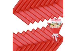 FUHITIM 20 Sheets Flower Wrapping Paper - Waterproof Floral Bouquet Packaging Paper for DIY Crafts，Florist Supplies Packaging Paper for Wedding Birthday Gift (Translucent Red)