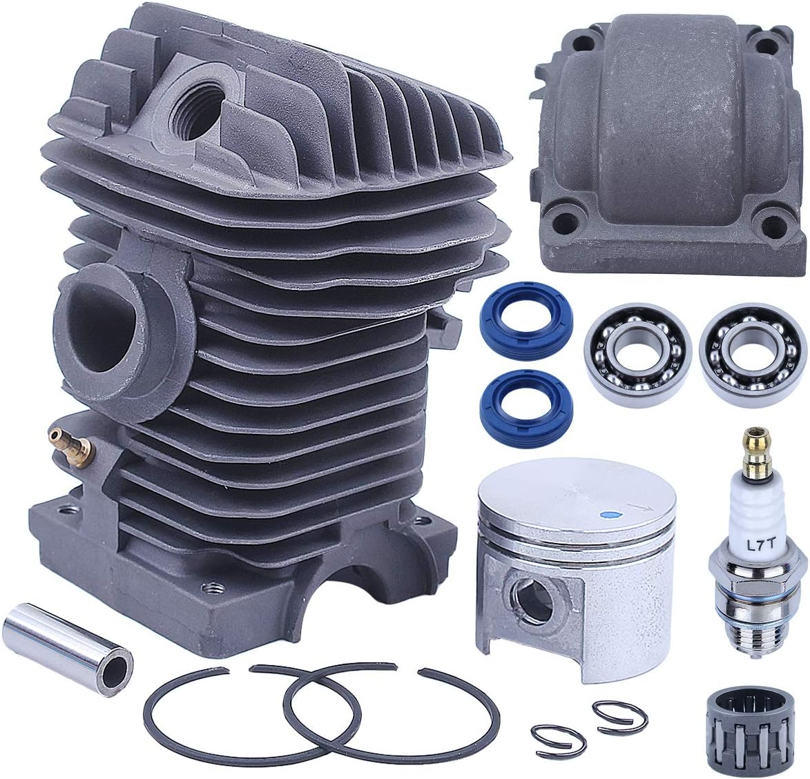 40mm Cylinder Piston Kit for Stihl MS210 021 MS 210 Chainsaw with Crank Bearing Oil Seals Engine Pan Needle Bearing Spark Plug Replacement Parts for 1123 020 1216 11230201216