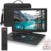 18" Portable DVD Player with Bluetooth Headset,15.6" HD Swivel Screen with Extra Carrying Bag,Support AV-in/Out and Multiple Disc Formats,High Volume Speaker,Black,[Not Support Blu-Ray]