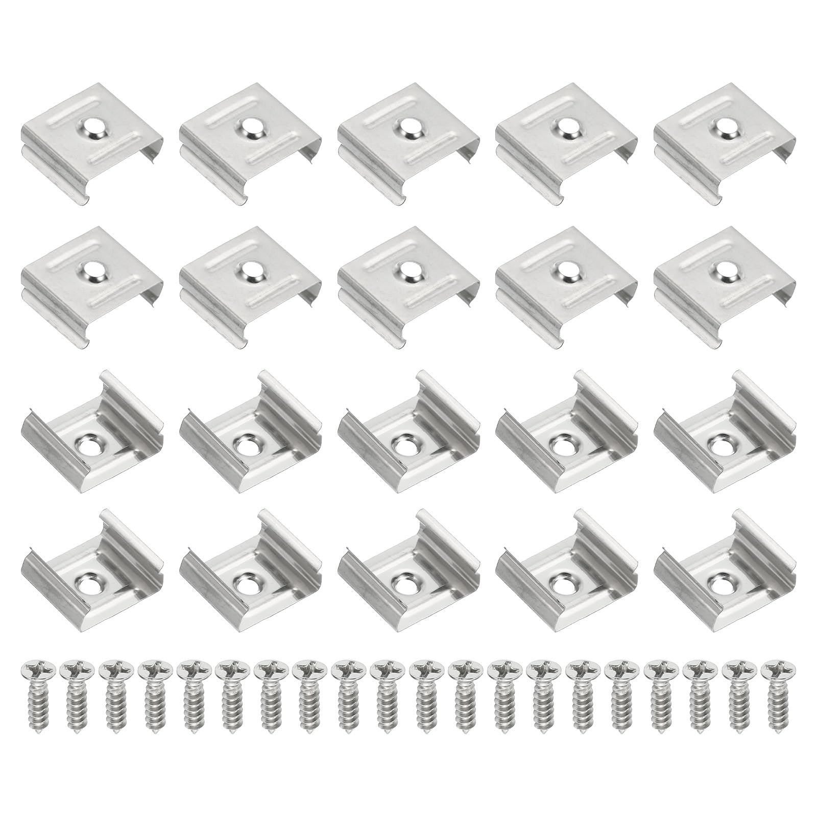 PATIKIL LED Strip Clips, 80pcs Stainless Steel Mounting Brackets Fixing Clip Clamp Support Holder with Screws for 19mm to 20mm LED Strip Lighting Cable