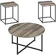 Signature Design by Ashley Wadeworth Urban Wood Grain 3-Piece Table Set, Includes 1 Coffee Table and 2 End Tables, Brown & Black