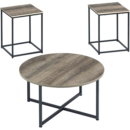 Signature Design by Ashley - Wadeworth Distressed Occasional Table Set of 3, Brown/Black Wood