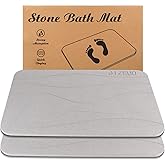 Stone Bath Mat Large, Diatomaceous Earth Shower Mat, Non-Slip Super Absorbent Quick Drying Bathroom Floor Mat, 2 Pack,23.62x15.35, Light Grey