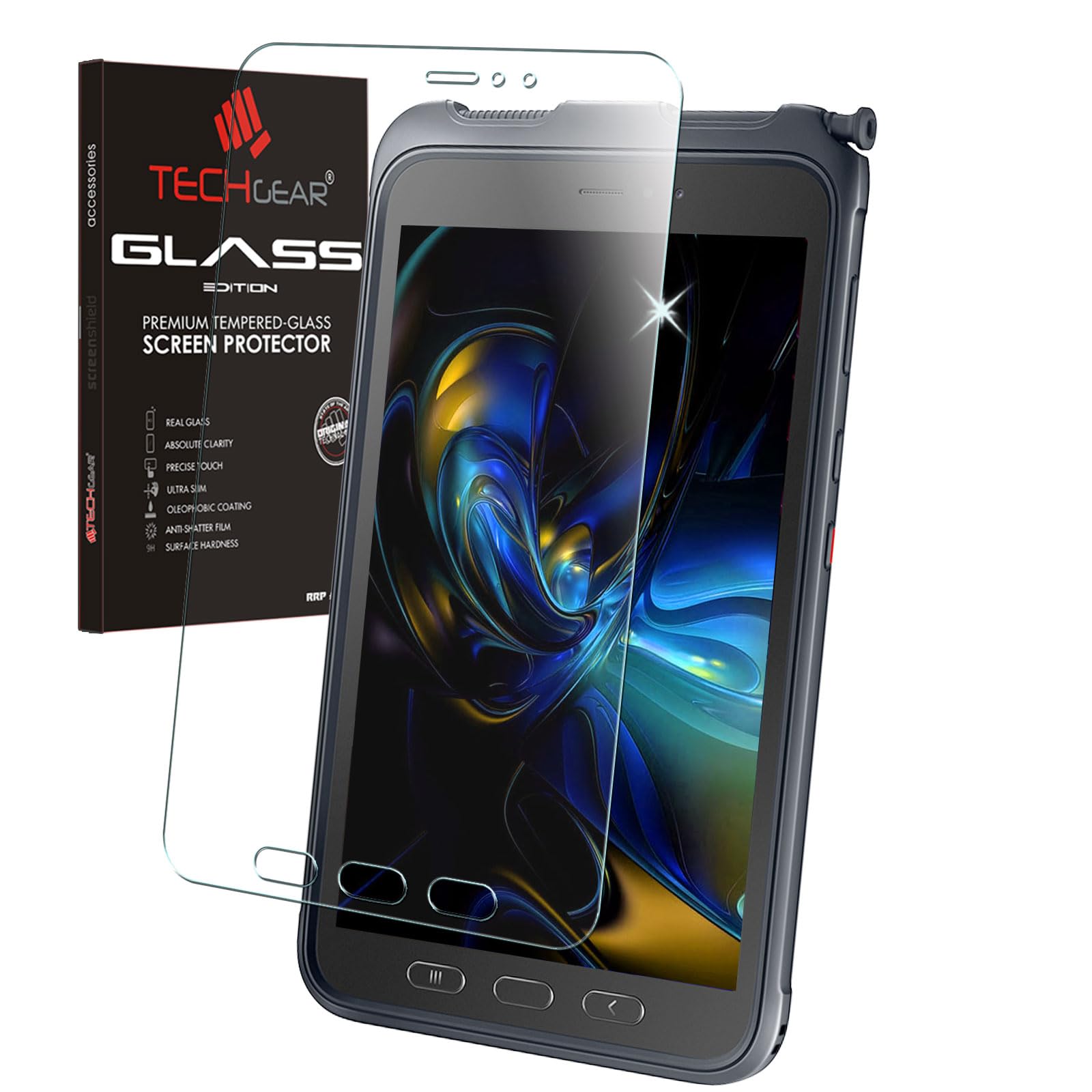 TECHGEAR Galaxy Tab Active 3 8" GLASS Edition SM-T570 / T575 / T577 Tempered Glass Screen Protector [9H Toughness] [HD Clarity] [Scratch-Resistant] Designed For Samsung Galaxy Tab Active 3
