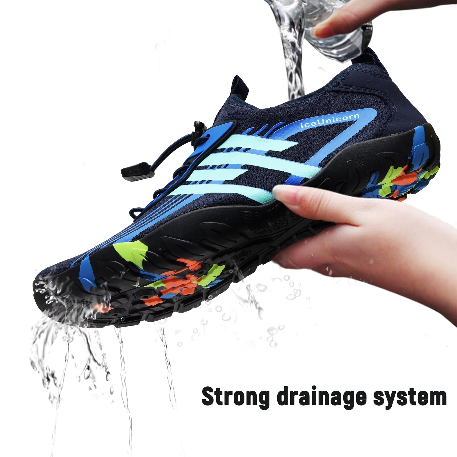 IceUnicorn Strandschuhe Badeschuhe Damen Herren Schwimmschuhe Aquaschuhe Sommer Schnell Trocknend Surfschuhe(764 Nary,42EU) 5